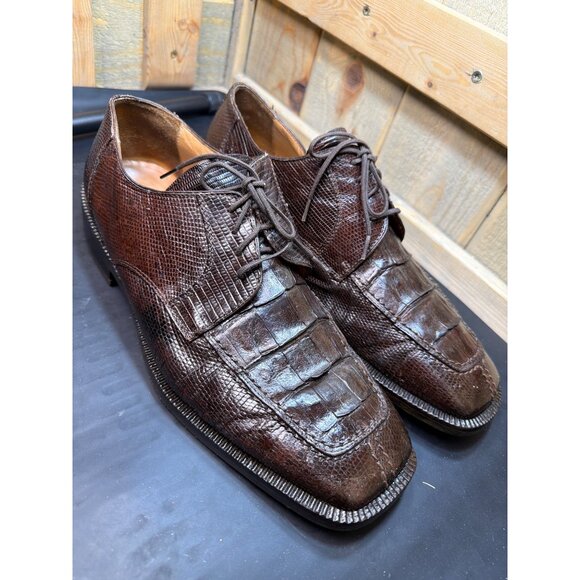 David Eden Mens Genuine Crocodile Dress Shoes Size 10 Brown main image 9